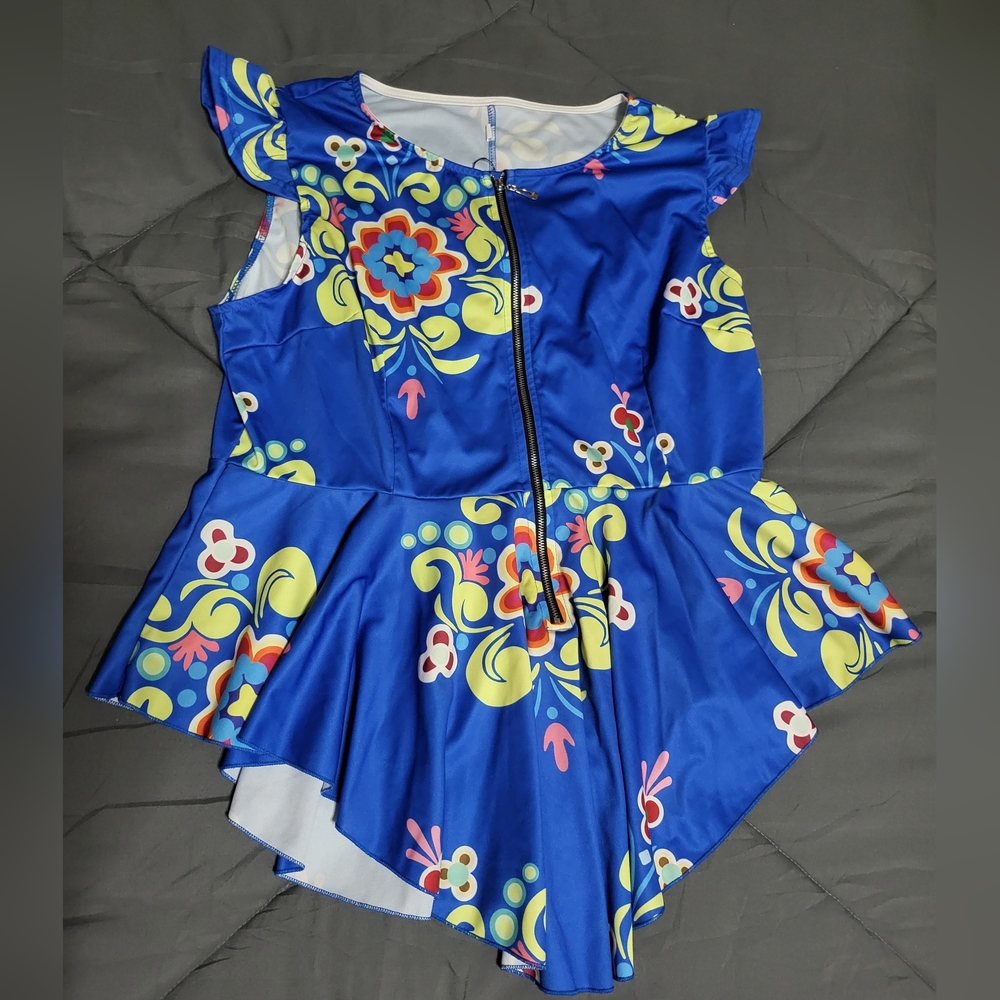 Blue Peplum zipper top